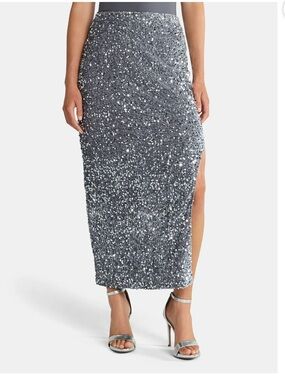 Madden NYC Women's Sequin Velour Maxi Skirt,